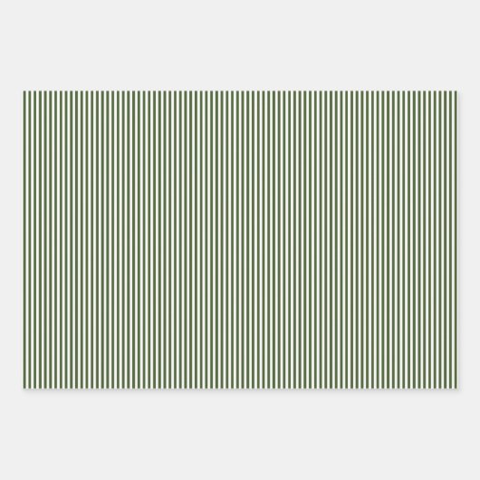 Donker mos groen & witte strepen inpakpapier vel (Voorkant 3)