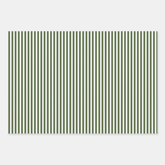Donker mos groen & witte strepen inpakpapier vel (Voorkant)