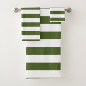 Donker mos groene en witte strepen bad handdoek (Insitu)