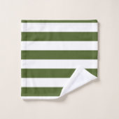 Donker mos groene en witte strepen bad handdoek (Wasdoekje)