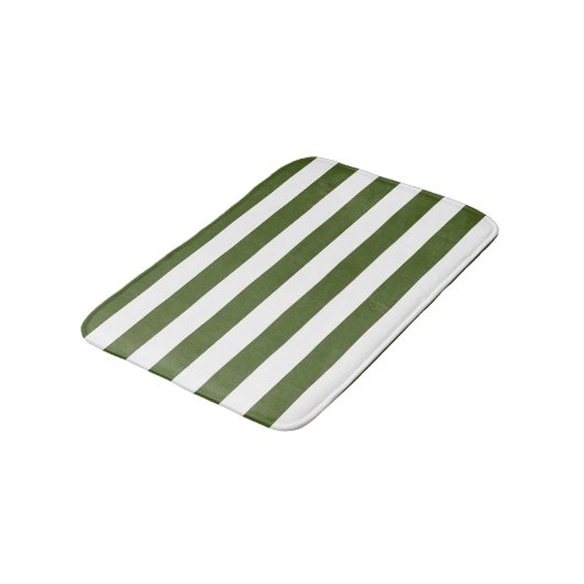 Donker mos groene en witte strepen badmat (Gekanteld)