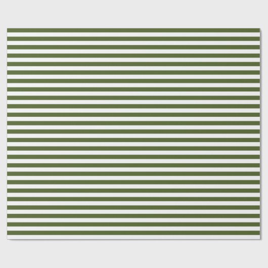 Donker mos groene en witte strepen cadeaupapier (Vlak)