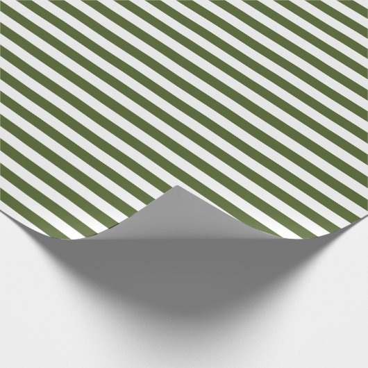 Donker mos groene en witte strepen cadeaupapier (Hoek)
