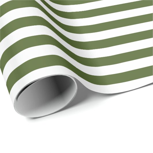Donker mos groene en witte strepen cadeaupapier (Rol Hoek)
