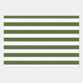 Donker mos groene en witte strepen inpakpapier vel (Voorkant 2)
