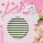 Donker mos groene en witte strepen papieren bordje (Feest)