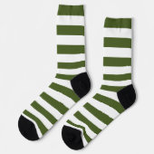Donker mos groene en witte strepen sokken (Links)