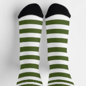 Donker mos groene en witte strepen sokken (Top)