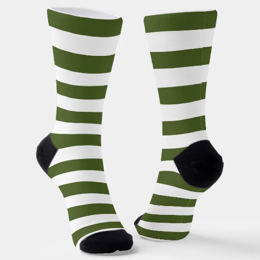 Donker mos groene en witte strepen sokken (Gebogen)