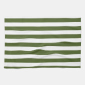 Donker mos groene en witte strepen theedoek (Horizontaal)