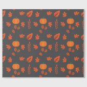 Donker Naadloos inpakpapier: Gezellig Herfst Leaf Cadeaupapier (Vlak)