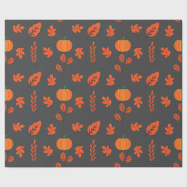 Donker Naadloos inpakpapier: Gezellig Herfst Leaf  Cadeaupapier