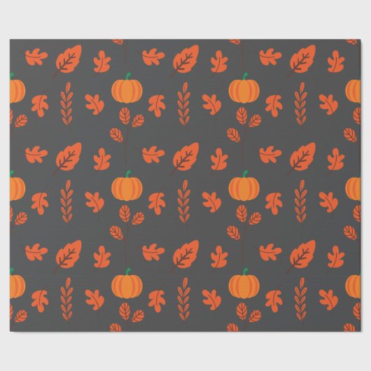 Donker Naadloos inpakpapier: Gezellig Herfst Leaf Cadeaupapier (Zoom)