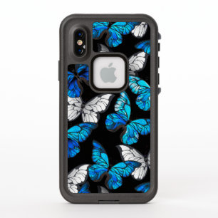 Donker naadloos patroon met blauwe vlinders Morpho