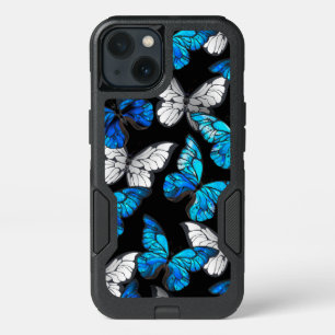 Donker naadloos patroon met blauwe vlinders Morpho