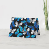 Donker naadloos patroon met blauwe vlinders Morpho (Achterkant)