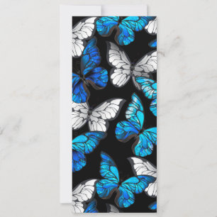 Donker naadloos patroon met blauwe vlinders Morpho Aankondiging