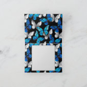 Donker naadloos patroon met blauwe vlinders Morpho Aankondiging (Binnen)