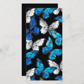 Donker naadloos patroon met blauwe vlinders Morpho Aankondiging (Voorkant / Achterkant)