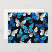 Donker naadloos patroon met blauwe vlinders Morpho Aankondigingskaart (Voorkant / Achterkant)