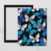 Donker naadloos patroon met blauwe vlinders Morpho Advieskaart (Voorkant / Achterkant)