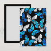 Donker naadloos patroon met blauwe vlinders Morpho Advieskaart (Voorkant / Achterkant)