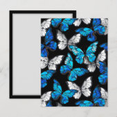 Donker naadloos patroon met blauwe vlinders Morpho Advieskaart (Voorkant / Achterkant)