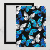 Donker naadloos patroon met blauwe vlinders Morpho Advieskaart (Voorkant / Achterkant)