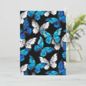 Donker naadloos patroon met blauwe vlinders Morpho Advieskaart (Staand voorkant)
