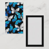 Donker naadloos patroon met blauwe vlinders Morpho Advieskaart (Voorkant / Achterkant)