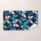Donker naadloos patroon met blauwe vlinders Morpho Bad Handdoek (Handdoek)