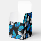 Donker naadloos patroon met blauwe vlinders Morpho Bedankdoosjes (Geopend)