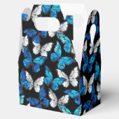 Donker naadloos patroon met blauwe vlinders Morpho Bedankdoosjes (Geopend)