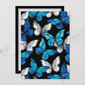 Donker naadloos patroon met blauwe vlinders Morpho Bedankkaart (Voorkant / Achterkant)