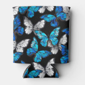 Donker naadloos patroon met blauwe vlinders Morpho Blikjeskoeler (Voorkant)