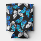 Donker naadloos patroon met blauwe vlinders Morpho Blikjeskoeler (Achterkant)