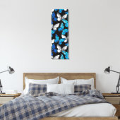 Donker naadloos patroon met blauwe vlinders Morpho Canvas Afdruk (Insitu (Slaapkamer))