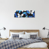 Donker naadloos patroon met blauwe vlinders Morpho Canvas Afdruk (Insitu (Slaapkamer))
