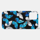 Donker Naadloos Patroon met Blauwe Vlinders Morpho Case-Mate iPhone Case (Achterkant (horizontaal))