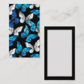 Donker naadloos patroon met blauwe vlinders Morpho Contactkaartje (Voorkant / Achterkant)