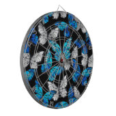 Donker naadloos patroon met blauwe vlinders Morpho Dartbord (Voorkant Links)