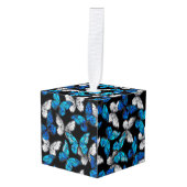 Donker naadloos patroon met blauwe vlinders Morpho Decoratie (Voorkant hoekig)