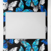 Donker naadloos patroon met blauwe vlinders Morpho Drieluik Programma (Binnenkant midden)