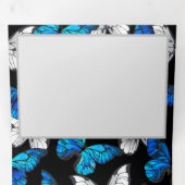 Donker naadloos patroon met blauwe vlinders Morpho Drieluik Programma (Binnenzijde eerst)