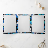 Donker naadloos patroon met blauwe vlinders Morpho Drieluik Uitnodiging (Binnen)