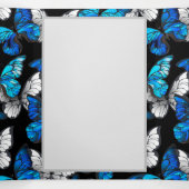 Donker naadloos patroon met blauwe vlinders Morpho Drieluik Uitnodiging (Binnenkant midden)