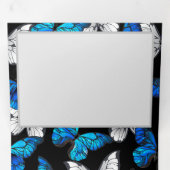 Donker naadloos patroon met blauwe vlinders Morpho Drieluik Uitnodiging (Binnenzijde eerst)