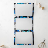 Donker naadloos patroon met blauwe vlinders Morpho Drieluik Uitnodiging (Binnen)