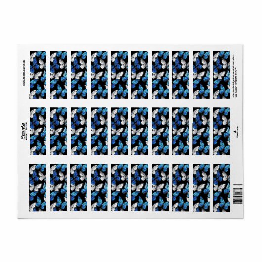 Donker naadloos patroon met blauwe vlinders Morpho Etiket (Full Sheet)