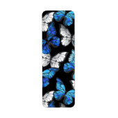 Donker naadloos patroon met blauwe vlinders Morpho Etiket (Voorkant)